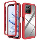 For Honor X8 5G / X6 4G / 70 Lite Starry Sky Solid Color Shockproof TPU Clear PC Phone Case(Red) - 1