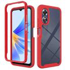 For OPPO A17 4G Starry Sky Solid Color Shockproof TPU Clear PC Phone Case(Red) - 1