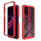 For T-Mobile REVVL V+ 5G Starry Sky Solid Color Shockproof TPU Clear PC Phone Case(Red) - 1