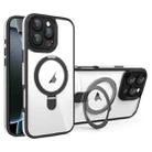 For iPhone 16 Pro Max Full Coverage Lens Film MagSafe Holder Transparent Phone Case(Black+White) - 1