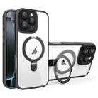 For iPhone 16 Pro Full Coverage Lens Film MagSafe Holder Transparent Phone Case(Black) - 1