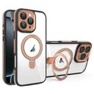 For iPhone 16 Pro Full Coverage Lens Film MagSafe Holder Transparent Phone Case(Black+Gold) - 1