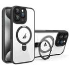 For iPhone 15 Pro Full Coverage Lens Film MagSafe Holder Transparent Phone Case(Black) - 1