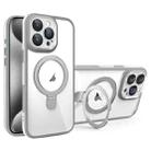 For iPhone 15 Pro Full Coverage Lens Film MagSafe Holder Transparent Phone Case(Grey+White) - 1