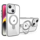 For iPhone 14 Full Coverage Lens Film MagSafe Holder Transparent Phone Case(Grey+White) - 1