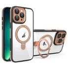 For iPhone 13 Pro Full Coverage Lens Film MagSafe Holder Transparent Phone Case(Black+Gold) - 1