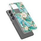 For Samsung Galaxy S25 Ultra 5G Splicing Marble Flower IMD TPU Phone Case(Blue Flower) - 2