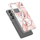 For Samsung Galaxy S25 Ultra 5G Splicing Marble Flower IMD TPU Phone Case(Pink Flower) - 2