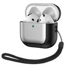 For AirPods 4 Electroplating Leather Texture Wireless Earbuds Box Protective Case(Grey) - 1