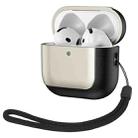 For AirPods 4 Electroplating Leather Texture Wireless Earbuds Box Protective Case(Gold) - 1