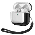 For AirPods 4 Electroplating Leather Texture Wireless Earbuds Box Protective Case(Silver) - 1