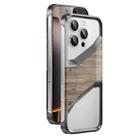 For iPhone 16 Pro Max Aluminum Alloy Solid Wood Frameless Hollow Metal Phone Case(Dark Grey) - 1