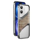 For iPhone 16 Aluminum Alloy Solid Wood Frameless Hollow Metal Phone Case(Dark Grey) - 1