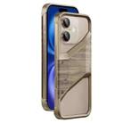 For iPhone 16 Aluminum Alloy Solid Wood Frameless Hollow Metal Phone Case(Gold) - 1