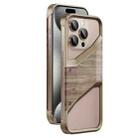 For iPhone 15 Pro Max Aluminum Alloy Solid Wood Frameless Hollow Metal Phone Case(Gold) - 1