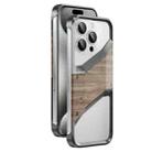 For iPhone 15 Pro Aluminum Alloy Solid Wood Frameless Hollow Metal Phone Case(Dark Grey) - 1