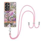 For Samsung Galaxy S25 Ultra 5G Flowers and Plants Series IMD TPU Phone Case with Lanyard(Purple Peony) - 2