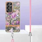 For Samsung Galaxy S25 Ultra 5G Flowers and Plants Series IMD TPU Phone Case with Lanyard(Purple Peony) - 3