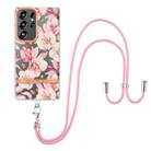 For Samsung Galaxy S25 Ultra 5G Flowers and Plants Series IMD TPU Phone Case with Lanyard(Pink Gardenia) - 2