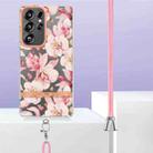 For Samsung Galaxy S25 Ultra 5G Flowers and Plants Series IMD TPU Phone Case with Lanyard(Pink Gardenia) - 3