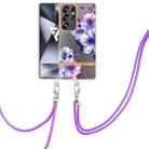 For Samsung Galaxy S25 Ultra 5G Flowers and Plants Series IMD TPU Phone Case with Lanyard(Purple Begonia) - 1