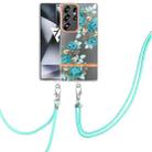 For Samsung Galaxy S25 Ultra 5G Flowers and Plants Series IMD TPU Phone Case with Lanyard(Blue Rose) - 1