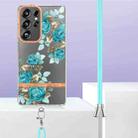 For Samsung Galaxy S25 Ultra 5G Flowers and Plants Series IMD TPU Phone Case with Lanyard(Blue Rose) - 3