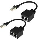 20cm Pair RJ45 CAT6 / CAT5 8 Pin Ethernet Cable Splitter 2 in 1 Network Extension Adapter(Black) - 1