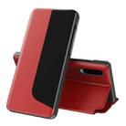 For Huawei P30 Side Display Shockproof Horizontal Flip Leather Case with Holder & Call Answering Function & Sleep / Wake-up(Red) - 1