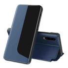 For Huawei P30 Side Display Shockproof Horizontal Flip Leather Case with Holder & Call Answering Function & Sleep / Wake-up(Dark Blue) - 1