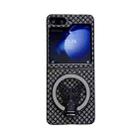 For Samsung Galaxy Z Flip6 5G Sparkling Diamond Rhombus PC Phone Case with Holder(Black) - 1