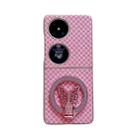 For Huawei P50 Pocket Sparkling Diamond Rhombus PC Phone Case with Holder(Pink) - 1