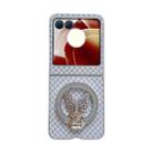 For Motorola Razr 50 Ultra Sparkling Diamond Rhombus PC Phone Case with Holder(Silver) - 1