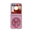 For Motorola Razr 50 Sparkling Diamond Rhombus PC Phone Case with Holder(Pink) - 1