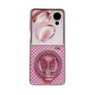 For Honor Magic V Flip Sparkling Diamond Rhombus PC Phone Case with Holder(Pink) - 1