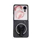 For Honor Magic V Flip Sparkling Diamond Rhombus PC Phone Case with Holder(Black) - 1