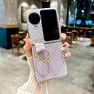 For OPPO Find N3 Flip Sparkling Diamond Rhombus PC Phone Case with Ring(Purple) - 2
