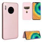 For Huawei Mate 30 Pro Carbon Fiber Texture Horizontal Flip TPU + PC + PU Leather Case with Card Slot(Pink) - 1