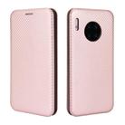 For Huawei Mate 30 Pro Carbon Fiber Texture Horizontal Flip TPU + PC + PU Leather Case with Card Slot(Pink) - 2
