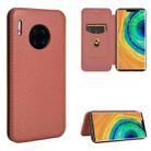 For Huawei Mate 30 Pro Carbon Fiber Texture Horizontal Flip TPU + PC + PU Leather Case with Card Slot(Brown) - 1