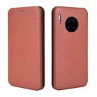 For Huawei Mate 30 Pro Carbon Fiber Texture Horizontal Flip TPU + PC + PU Leather Case with Card Slot(Brown) - 2