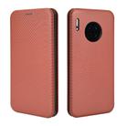 For Huawei Mate 30 Carbon Fiber Texture Horizontal Flip TPU + PC + PU Leather Case with Card Slot(Brown) - 1