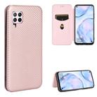 For Huawei nova 6 SE / nova 7i Carbon Fiber Texture Horizontal Flip TPU + PC + PU Leather Case with Card Slot(Pink) - 1