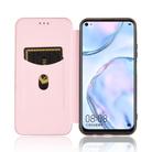 For Huawei nova 6 SE / nova 7i Carbon Fiber Texture Horizontal Flip TPU + PC + PU Leather Case with Card Slot(Pink) - 3