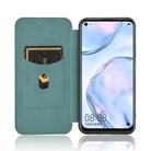 For Huawei nova 6 SE / nova 7i Carbon Fiber Texture Horizontal Flip TPU + PC + PU Leather Case with Card Slot(Green) - 3