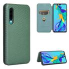 For Huawei P30 Carbon Fiber Texture Horizontal Flip TPU + PC + PU Leather Case with Card Slot(Green) - 1