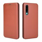 For Huawei P30 Carbon Fiber Texture Horizontal Flip TPU + PC + PU Leather Case with Card Slot(Brown) - 2