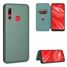 For Huawei Honor 10i / 20i Carbon Fiber Texture Horizontal Flip TPU + PC + PU Leather Case with Card Slot(Green) - 1