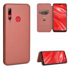 For Huawei Honor 10i / 20i Carbon Fiber Texture Horizontal Flip TPU + PC + PU Leather Case with Card Slot(Brown) - 1