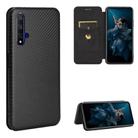 For Huawei Honor 20 / nova 5T Carbon Fiber Texture Horizontal Flip TPU + PC + PU Leather Case with Card Slot(Black) - 1